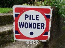Ancienne Plaque Émaillée Double Face Pile Wonder