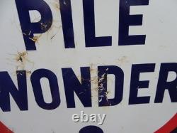 Ancienne Plaque Émaillée Double Face Pile Wonder