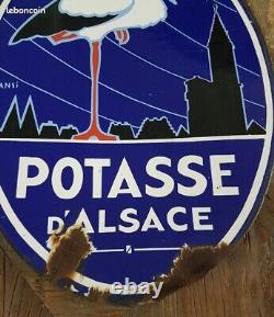 Ancienne Plaque Emaillee Double Face Potasse D'alsace Hansi 60/44 CM