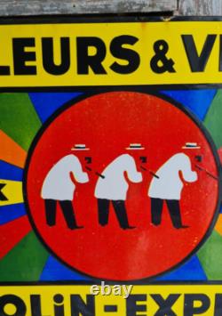 Ancienne Plaque Emaillee Double Face Ripolin Peinture