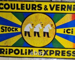 Ancienne Plaque Emaillee Double Face Ripolin Peinture