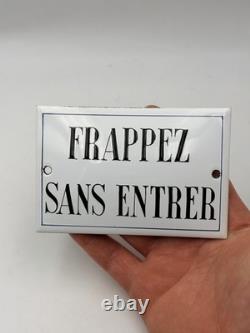 Ancienne Plaque Émaillée Frappez Sans Entrer