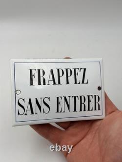 Ancienne Plaque Émaillée Frappez Sans Entrer