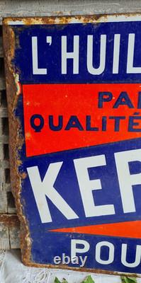Ancienne Plaque Emaillee Kervoline Huile Garage Auto Double Face Japy