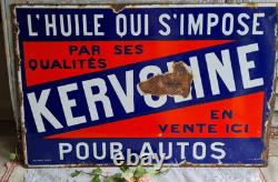 Ancienne Plaque Emaillee Kervoline Huile Garage Auto Double Face Japy