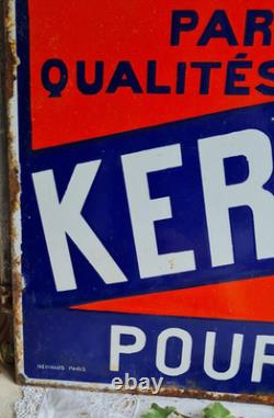 Ancienne Plaque Emaillee Kervoline Huile Garage Auto Double Face Japy