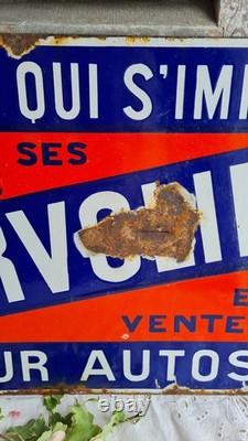 Ancienne Plaque Emaillee Kervoline Huile Garage Auto Double Face Japy