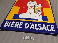 Ancienne Plaque Émaillée LUTTERBACH Bière D'Alsace Alsacienne Pub Déco N°2