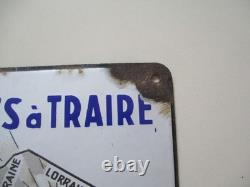 Ancienne Plaque Emaillee Machine A Traire Lorraine Emaillerie Laborde
