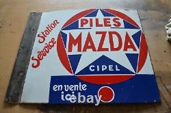 Ancienne Plaque Emaillee Piles Mazda