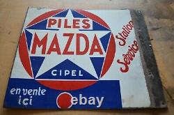 Ancienne Plaque Emaillee Piles Mazda