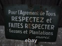 Ancienne Plaque Emaillee Pour L'agrement De Tous Respecter Et Faite Respecter