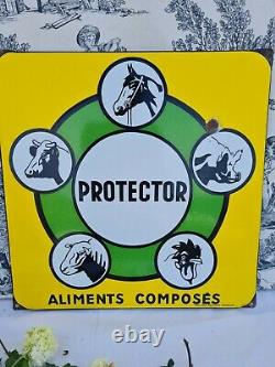 Ancienne Plaque Emaillee Protector Aliments Animaux Emaillerie Alsacienne