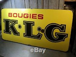 Ancienne Plaque Émaillée Publicitaire Bougies KLG Collection Garage Automobile