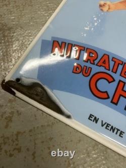 Ancienne Plaque Émaillée Publicitaire Nitrate de Soude du Chili Engrais Agricole