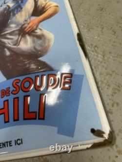 Ancienne Plaque Émaillée Publicitaire Nitrate de Soude du Chili Engrais Agricole