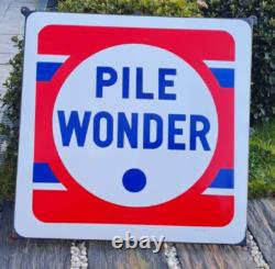 Ancienne Plaque Emaillee Publicitaire Pile Wonder