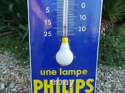 Ancienne Plaque Emaillee Publicitaire Thermometre Philips Ampoule