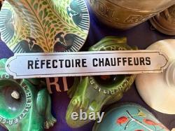 Ancienne Plaque Émaillée Réfectoire Chauffeurs Restaurant Garage Cantine Auto