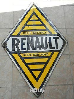 Ancienne Plaque Emaillee Renault Regie Nationale Double Face