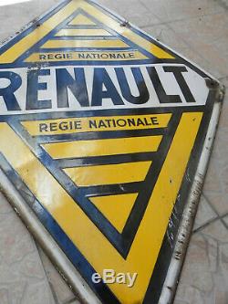 Ancienne Plaque Emaillee Renault Regie Nationale Double Face