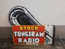 Ancienne Plaque Émaillée Stock TUNGSRAM RADIO