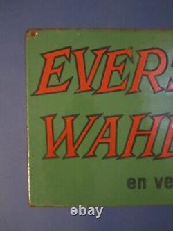 Ancienne Plaque Emaillee Stylo Plume Eversharp Wahl Pen/stylo Mine/publicitaire