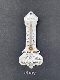 Ancienne Plaque Émaillée Thermomètre Association Horlogère Rivoli Paris 1910
