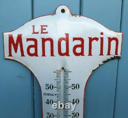 Ancienne Plaque Emaillée Thermometre Le Mandarin apéritif 50 Cm 1930