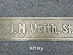 Ancienne Plaque En Bronze J. M Voith St Polten 1937 Longueur 1 Metre