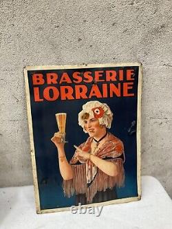 Ancienne Plaque No Émaillée Glacoide Publicitaire Brasserie Lorraine Metz 1930