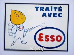 Ancienne Plaque Pin Up Esso Goutte D'huile No Plaque Émaillée