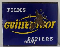 Ancienne Plaque Publicitaire Émaillée GUILLEMINOT Papiers Films (40cm x 50cm)