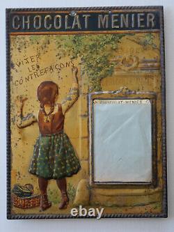 Ancienne Plaque Tôle Lithographiée CHOCOLAT MENIER 30 x 40 Vers 1895