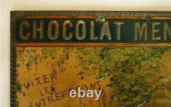 Ancienne Plaque Tôle Lithographiée CHOCOLAT MENIER 30 x 40 Vers 1895