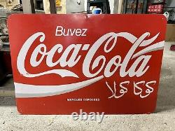 Ancienne Plaque Tôle Peinte No Émaillée coca cola 87x60cm