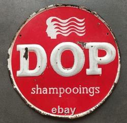 Ancienne Plaque émaillée DOP Shampoings Diamètre 30 cm