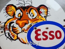Ancienne Plaque émaillée ++ESSO Put a tiger in our tank