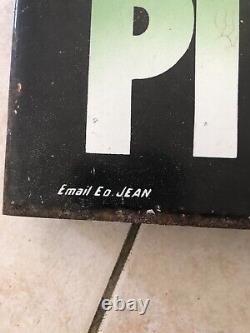 Ancienne Plaque émaillée LAINES DU PINGOUIN 61x45cm signée WILL LACROIX 2 faces