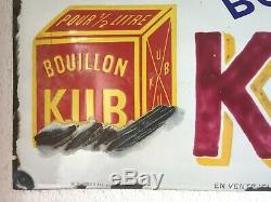 Ancienne Plaque émaillée bombée BOUILLON KUB Cuisine 24x49cm