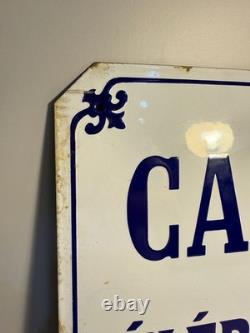 Ancienne Plaque émaillée bombée CABINE TELEPHONIQUE émail 36x40cm