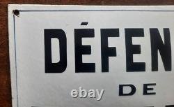 Ancienne Plaque émaillée bombée DEFENSE DE FUMER cours residence loft 30x20cm