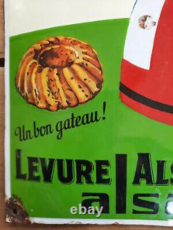 Ancienne Plaque émaillée cuisine ALSA Levure Alsacienne EAS années 30 29x50cm