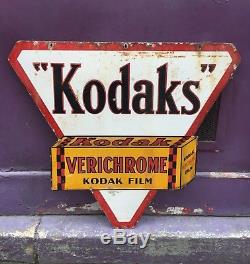 Ancienne Plaque émaillée double face KODAKS KODAK Verichrome Kodak Film Photo