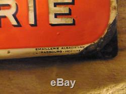 Ancienne Plaque émaillée originale, EASH, CHOCOLAT POULAIN CONFISERIE 1950