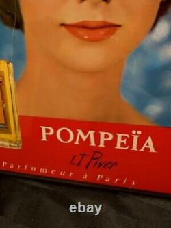 Ancienne Plaque en Tôle Litho Pub Parfum Pompeia L. T PIVER Paris Présentoir Rare