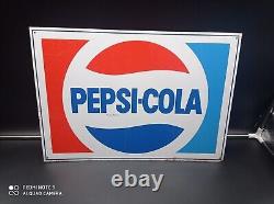 Ancienne Plaque en métal sérigraphiée PEPSI-COLA datée 1974,50cmx35, authentique