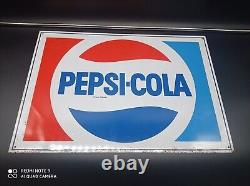 Ancienne Plaque en métal sérigraphiée PEPSI-COLA datée 1974,50cmx35, authentique