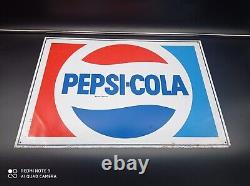 Ancienne Plaque en métal sérigraphiée PEPSI-COLA datée 1974,50cmx35, authentique