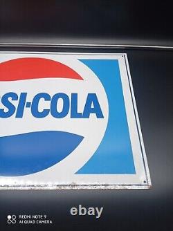 Ancienne Plaque en métal sérigraphiée PEPSI-COLA datée 1974,50cmx35, authentique